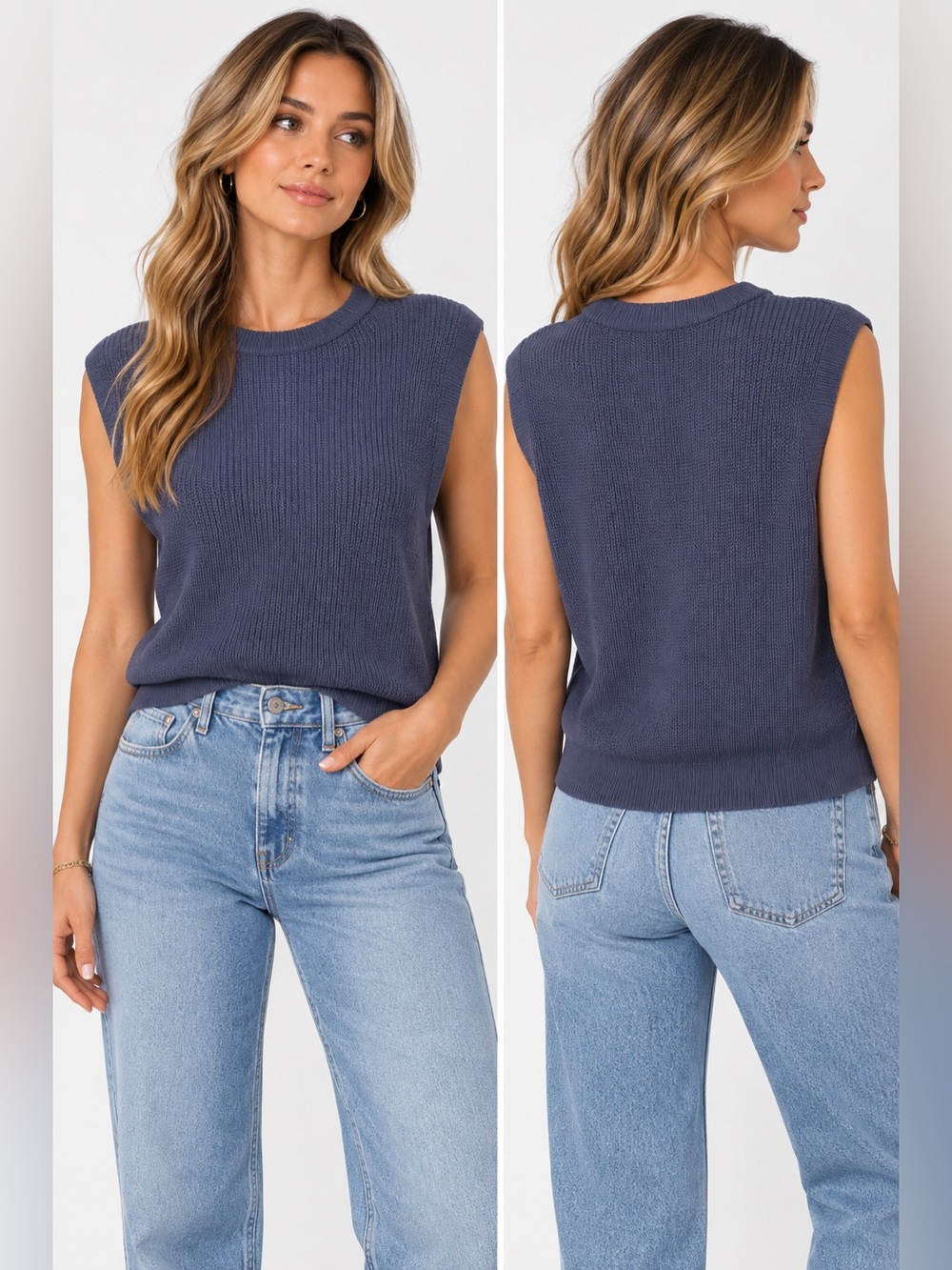 Aventura Women’s Blue Sleeveless Knit Sweater Vest Size Large NWT